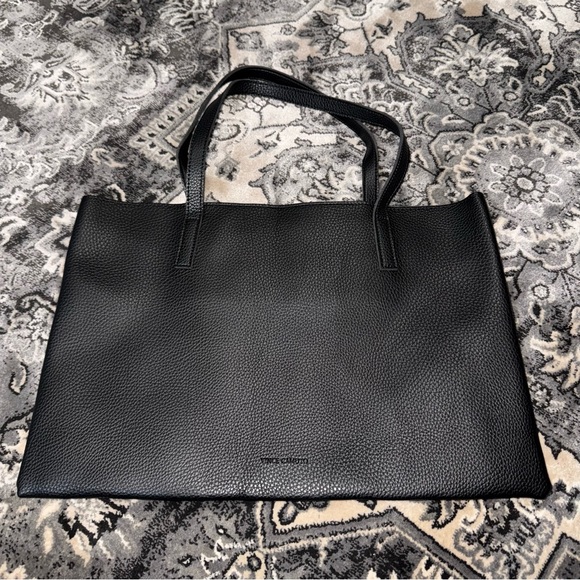 Vince Camuto Pebbled Vegan Leather Grey and Black Luxury Tote - Picture 6 of 13